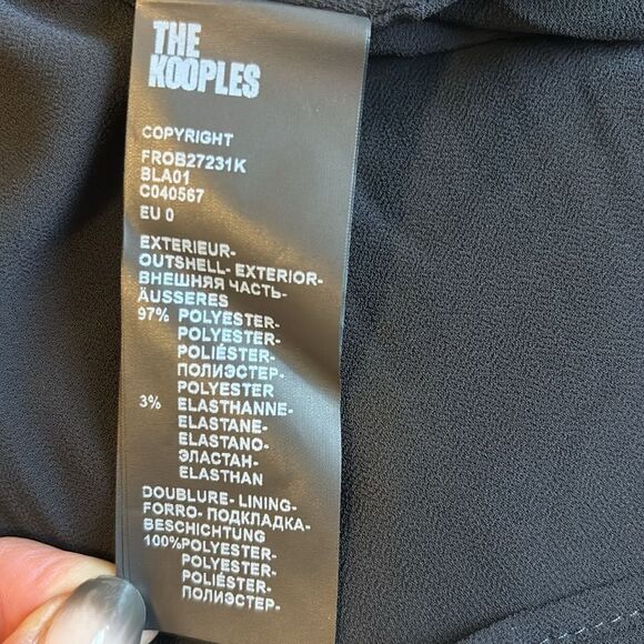 The Kooples Black Velvet Long Sleeve Wrap Style Mini Dress w Rhinestone Buttons - Picture 9 of 10